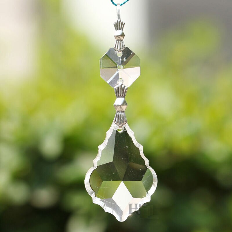 Camal 10Pcs Clear Kroonluchter Kristal Lamp Onderdelen Glas Prisma 38Mm Esdoornblad Opknoping Hanger Suncatcher Party Home Widowns diy