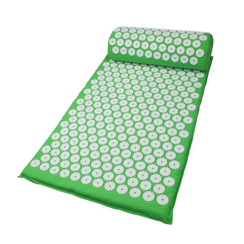 Cojín de acupuntura para aliviar el estrés, colchoneta de acupresión para el dolor de espalda/almohada, estera de masaje de Punta rosa, masaje y relajación: green set