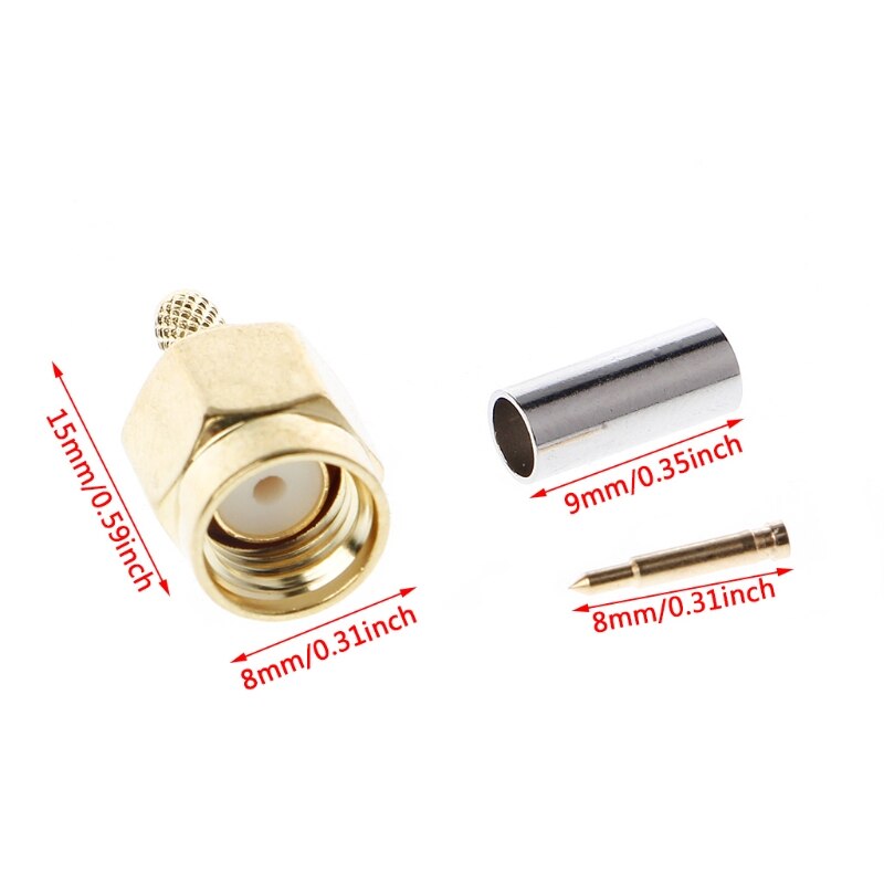 10 sztuk SMA męski zacisk wtyku RG174 RG316 LMR100 kabel RF złącze