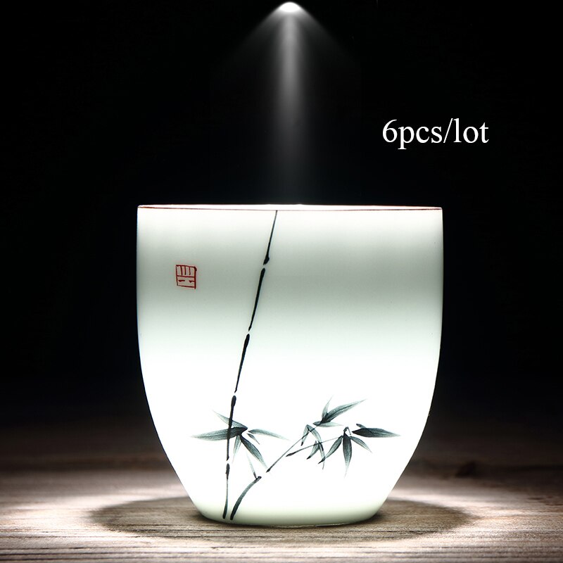 TANGPIN 6 pcs traditionele keramische kopje thee handgeschilderd sets van 6 cups chinese kung fu cup porselein Theekopjes sets drinkware 150ml: Style F