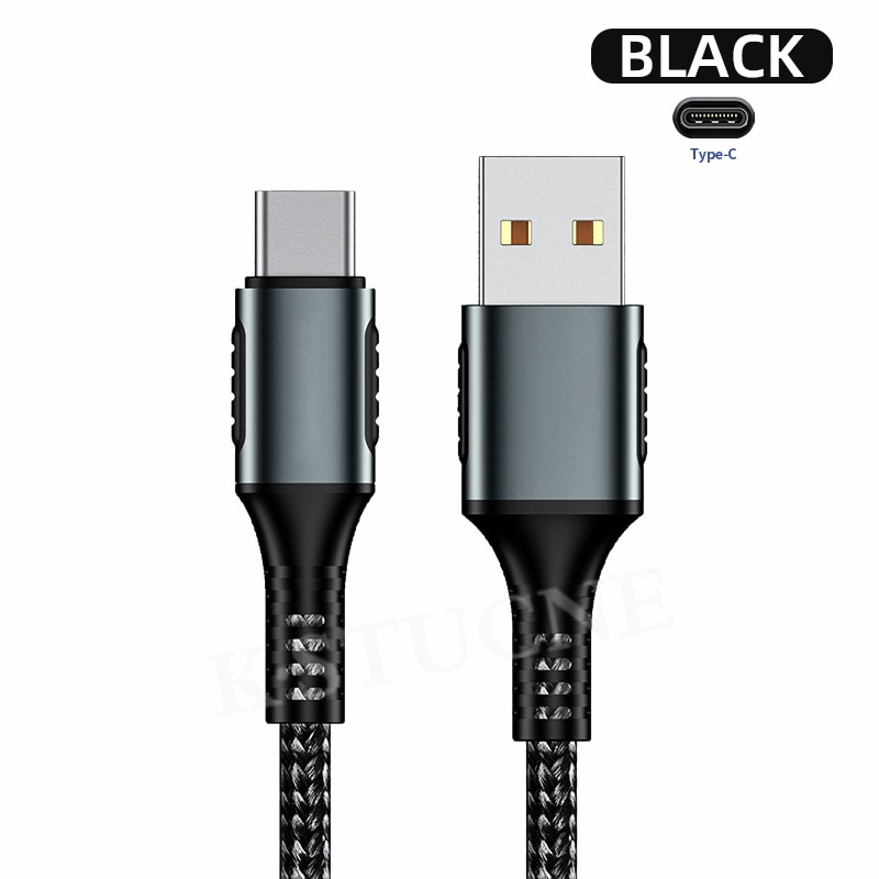 Cabo de dados usb tipo c 5a, fio de carregamento rápido para huawei p20 lite honor 20 10 9 pro 3.1 cabo xiaomi redmi note 8 7 pro tipo c: Black