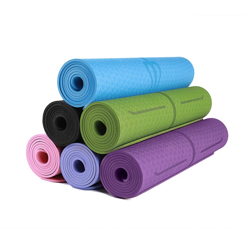 TPE Yoga Double Layer Non-Slip Mat Yoga Exercise Pad with Position Line For Fitness Gymnastics and Pilates
