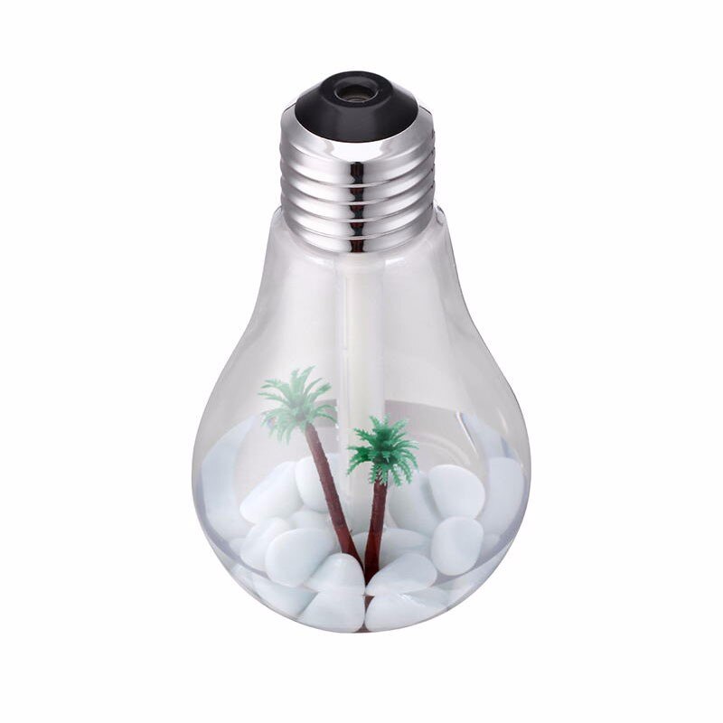 400ML Bulb Essential Oil Humidifier Ultrasonic Diffuser LED Night Light Air Freshener for Aromatherapy diffusers: Silver