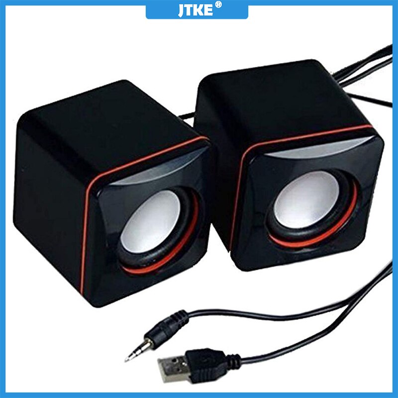 Jtke Mini Draagbare Usb Speaker Compact Kleine Vierkante 3.5 Mm Audio Jack Laptop Desktop Computer