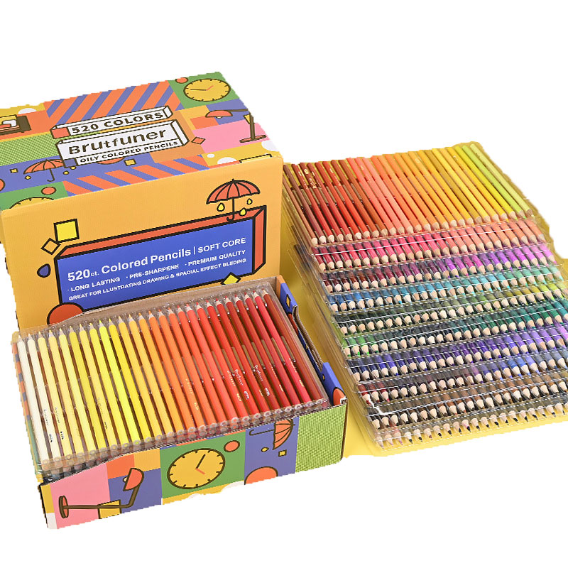Brutfuner 150/180/260/520color water-soluble colored pencil student art wood oily pencil statione