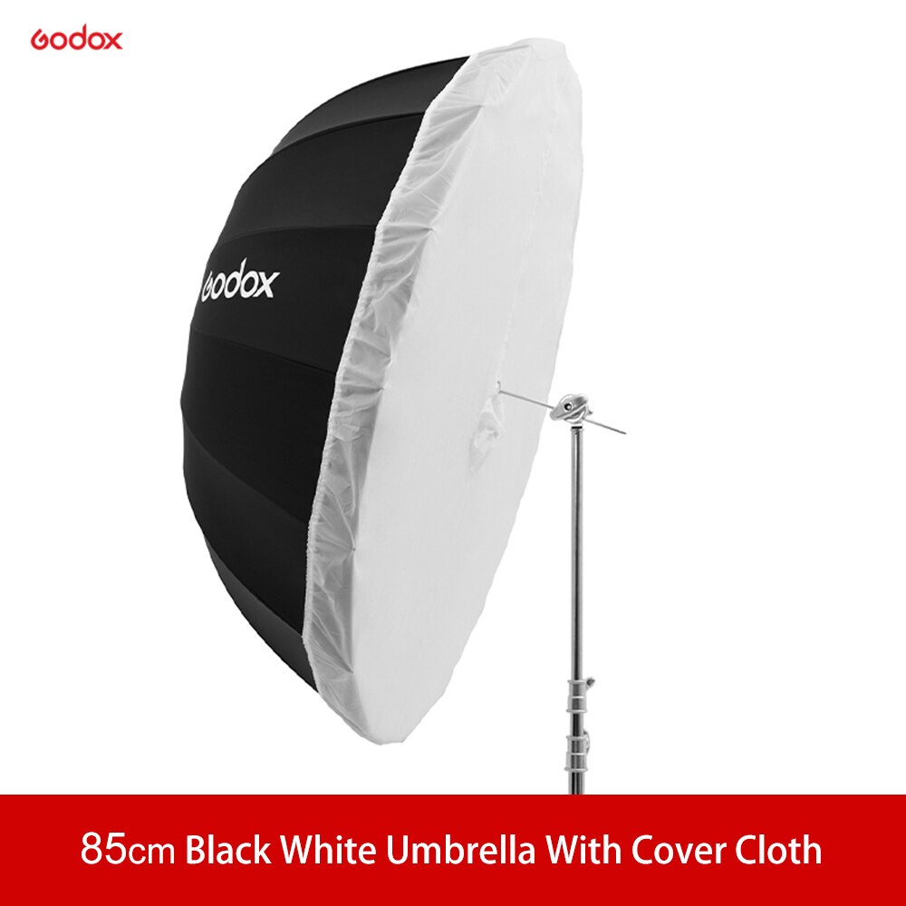 Godox UB-85W 33,5 in 85cm Parabolischen Schwarz Weiß Reflektierende Regenschirm Studio Licht Regenschirm mit Schwarz Silber Diffusor Abdeckung Tuch: Schwarz
