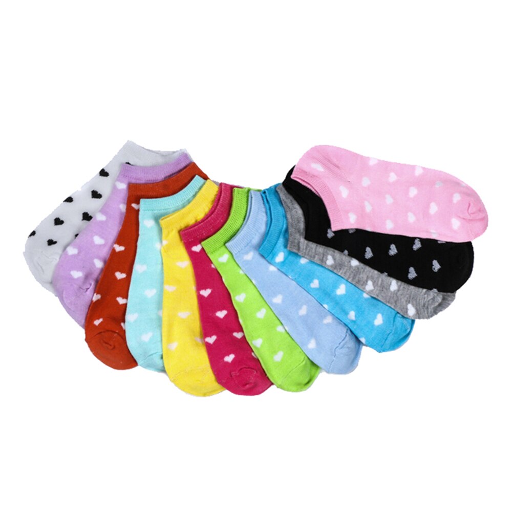 5 Pair Female Heart Dot Solid Low Cut Socks Short Socks Women's Slippers Spring Summer Cotton Blend Ankle Boat Socks