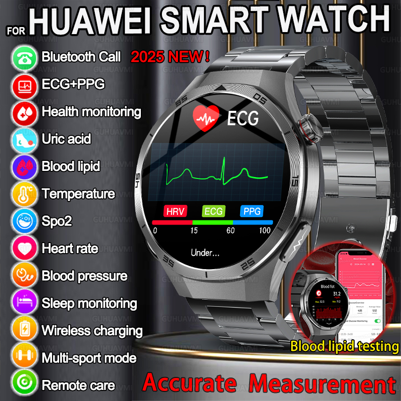 2025 para HUAWEI DT5 reloj inteligente de grasa en sangre ECG oxígeno en sangre ácido úrico presión arterial monitoreo de salud reloj inteligente hombre mujer