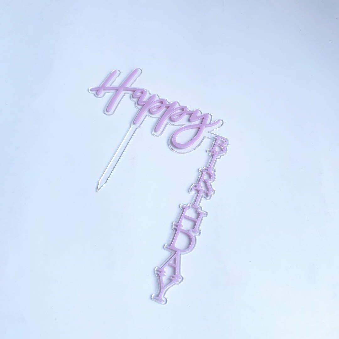 1pcs Happy Birthday Cake Topper Rose Gold Acrylic Vertical Gold Cake Topper For Birthday Party Cake Decorations: M