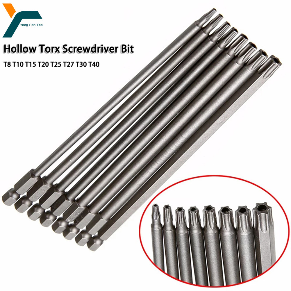 8 stuks Torx Schroevendraaier Bit 1/4 ''Schacht Hex Wind Boorkop 150mm 200mm Schroefsleutel Magnetische Ster T8 T10 T15 T20 T25 T27 T30 T40