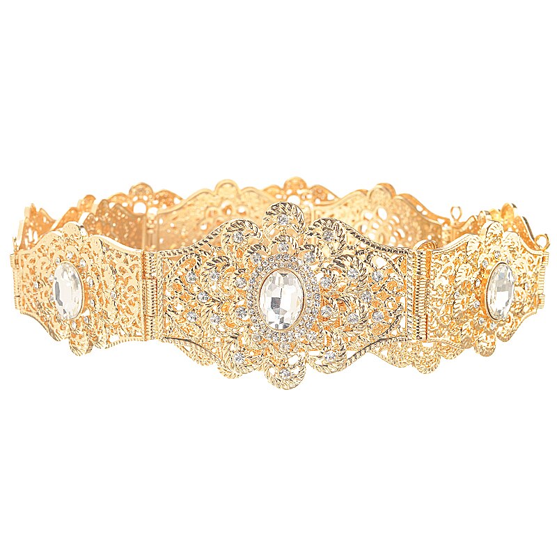 Corset taille voor marokkaanse algerijnse bruiloftssieraden met metalen kristal riemketting met verstelbare lengte