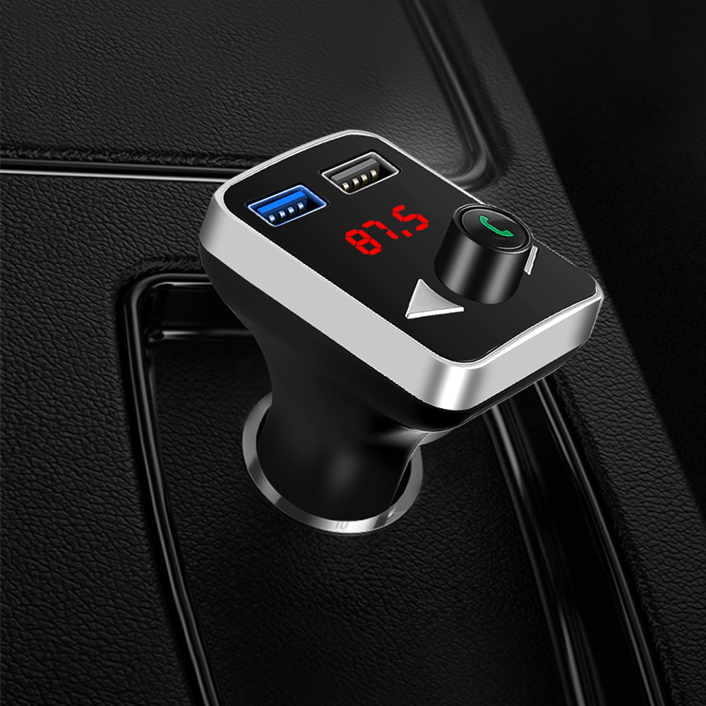 Dual USB Handsfree FM Transmitter USB AUX Bluetooth Car Kit Car Charger Adapter Wireless Car MP3 Player TF U disk support FLAC