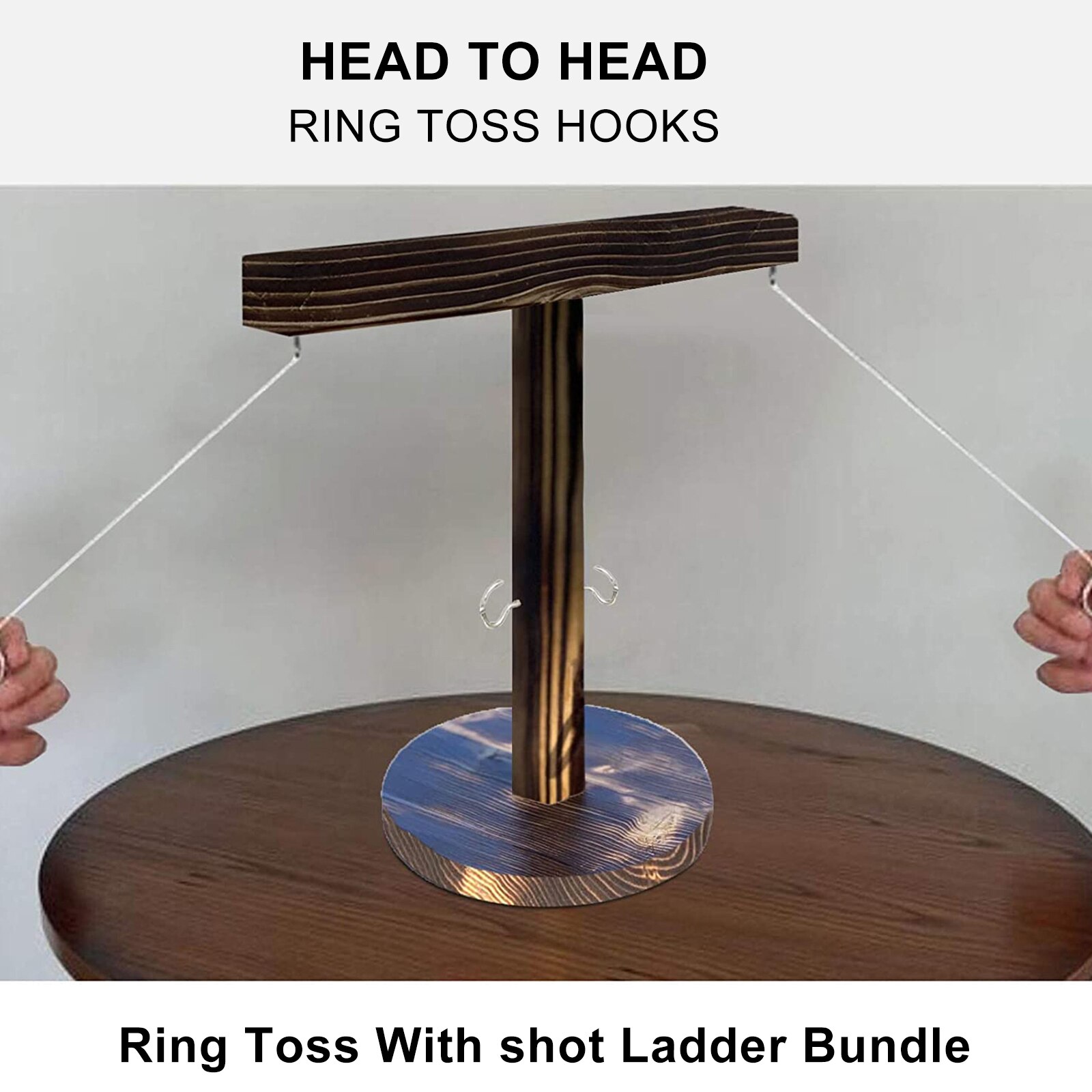 Hook and Ring Game, Wooden Ring Toss Interactive Game for Home Bar, Play Platoon Hook and Ring Toss Battle Game with Scoreboard