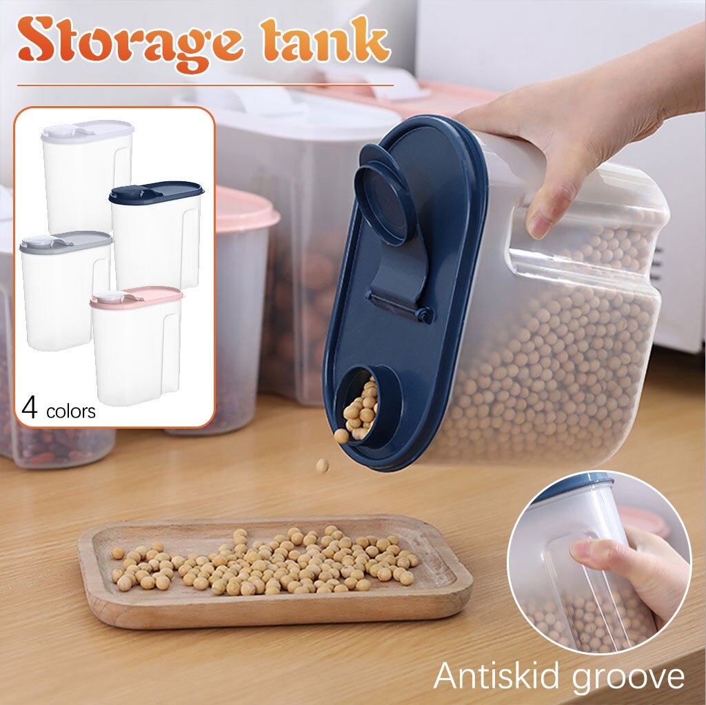 1.8l Food Kitchen Organizer Box Plastic Container Refrigerator Organizer Sealed Crisper Grains Lids Transparent Pp Storage Box