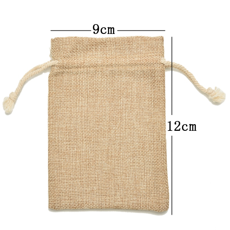 Mini sac de poche en toile de jute rustique sac à cravate à cordon faveur de fête de mariage