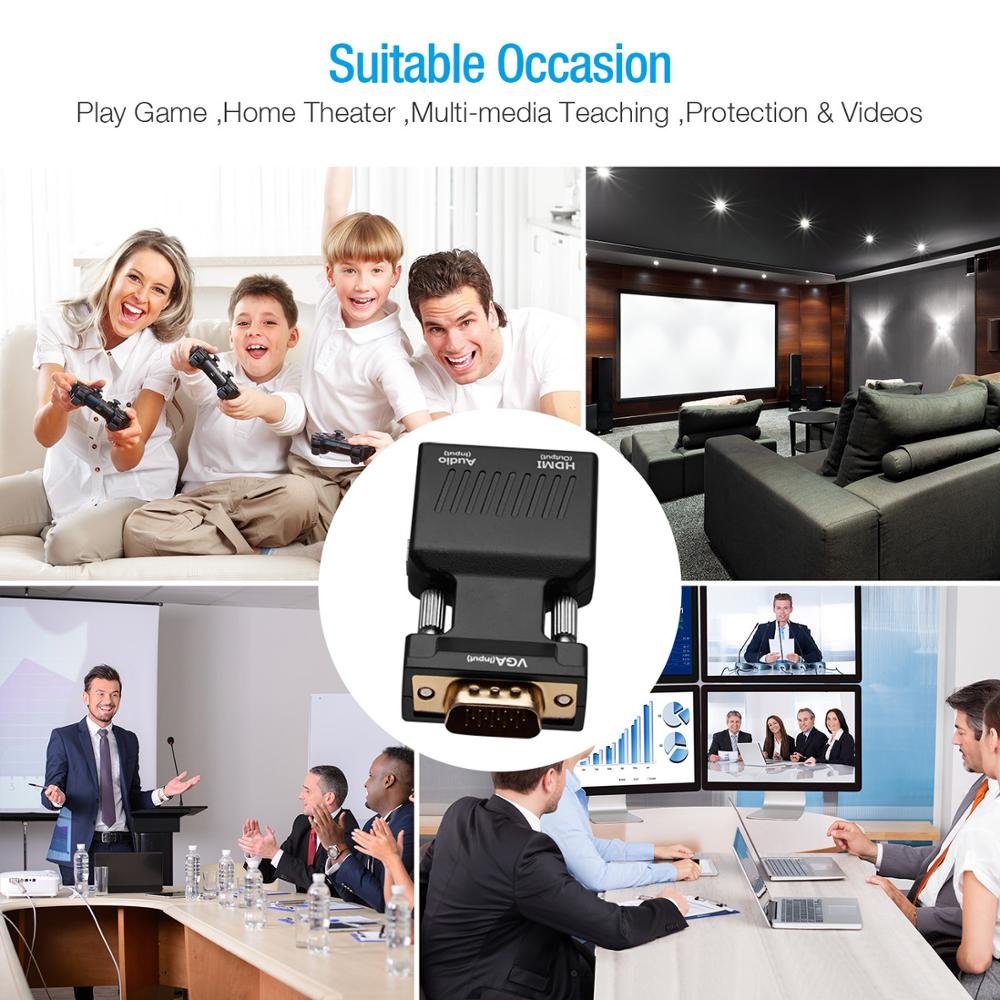 VGA Adapter Male To Female Converter Adapter 1080P Digital to Analog Video Audio For PC Laptop Tablet