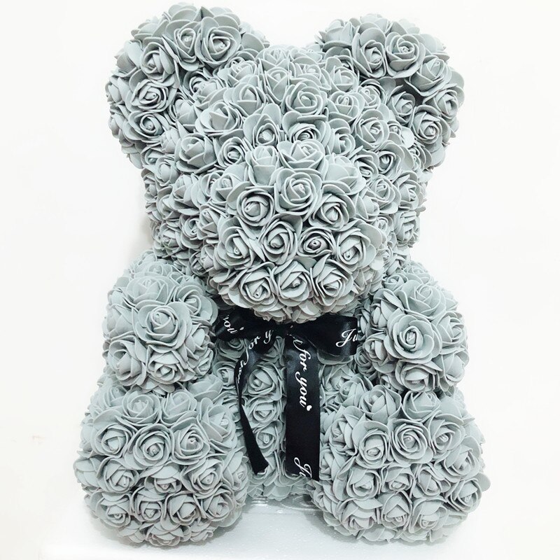 40cm Cute Rose Flower Teddy Bears Foam Bears Wedding Home Decorations Birthday Valentines's D Love Bear Dolls: Gray