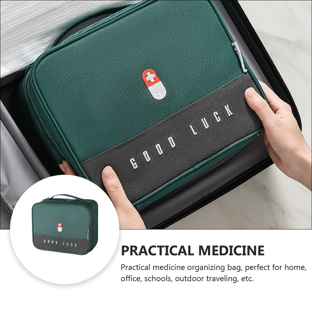 Zippered First Aid Bag Medication Organizer Oxford Cloth Travel Medicine Case