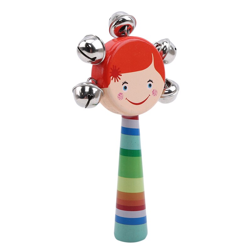 Cascabel de Maraca de madera para bebés, sonajero de dibujos animados de madera para niños, Ayuda de enseñanza para la primera infancia, sonajeros, juguetes para bebés