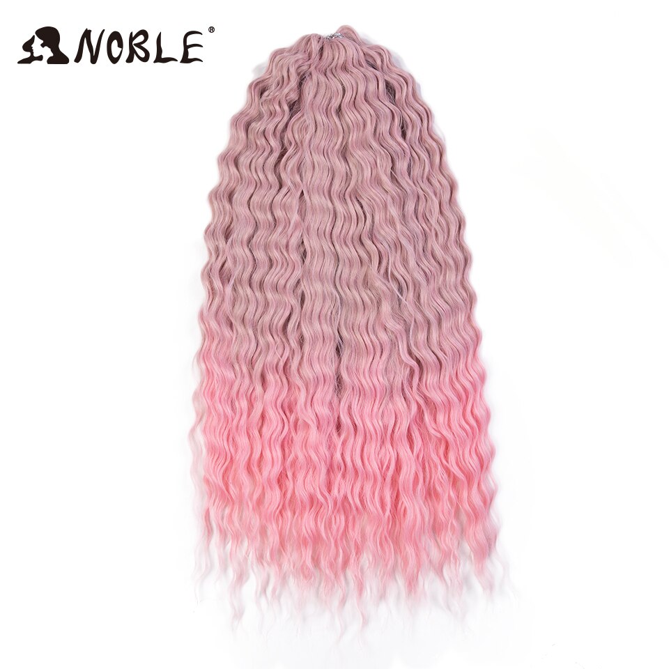 Extensiones de cabello trenzado de onda profunda sintética, pelo rizado de ganchillo, giro de pelo Noble, 24 pulgadas, resistente al calor: Rosa
