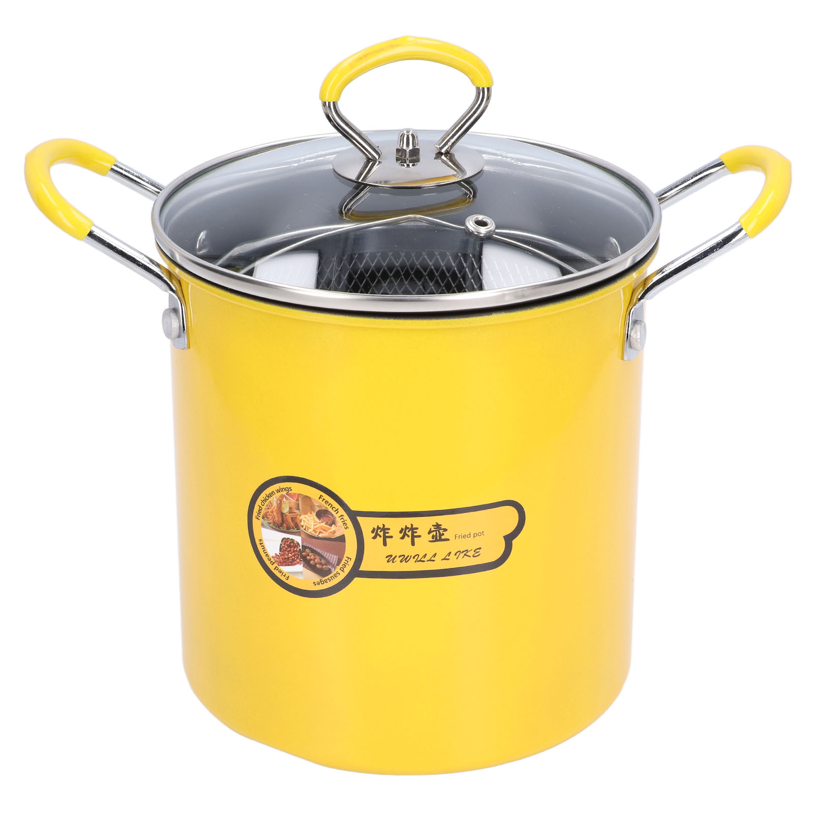 3L Friteuse Pot Frituurpan met Rekdeksel Oliefilter IJzeren pot keukenaccessoires Koekenpan Friteuse Gebakken kip Frieten: Default Title