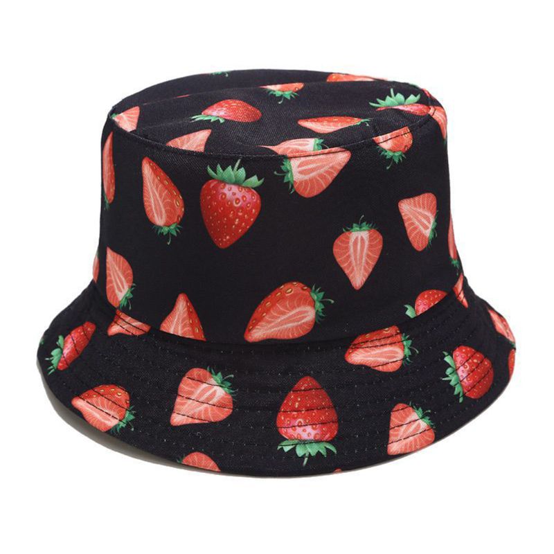 Unisexe été deux côtés porter réversible seau chapeau bohème ananas pastèque Fruits impression pliable pêcheur casquette: 7