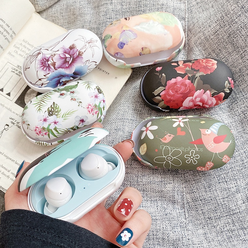 Retro Flower Marble PC Matte Earphone Case For Samsung Galaxy Buds+ Plus Cover For Galaxy Buds Bluetooth Wireless Headset Case