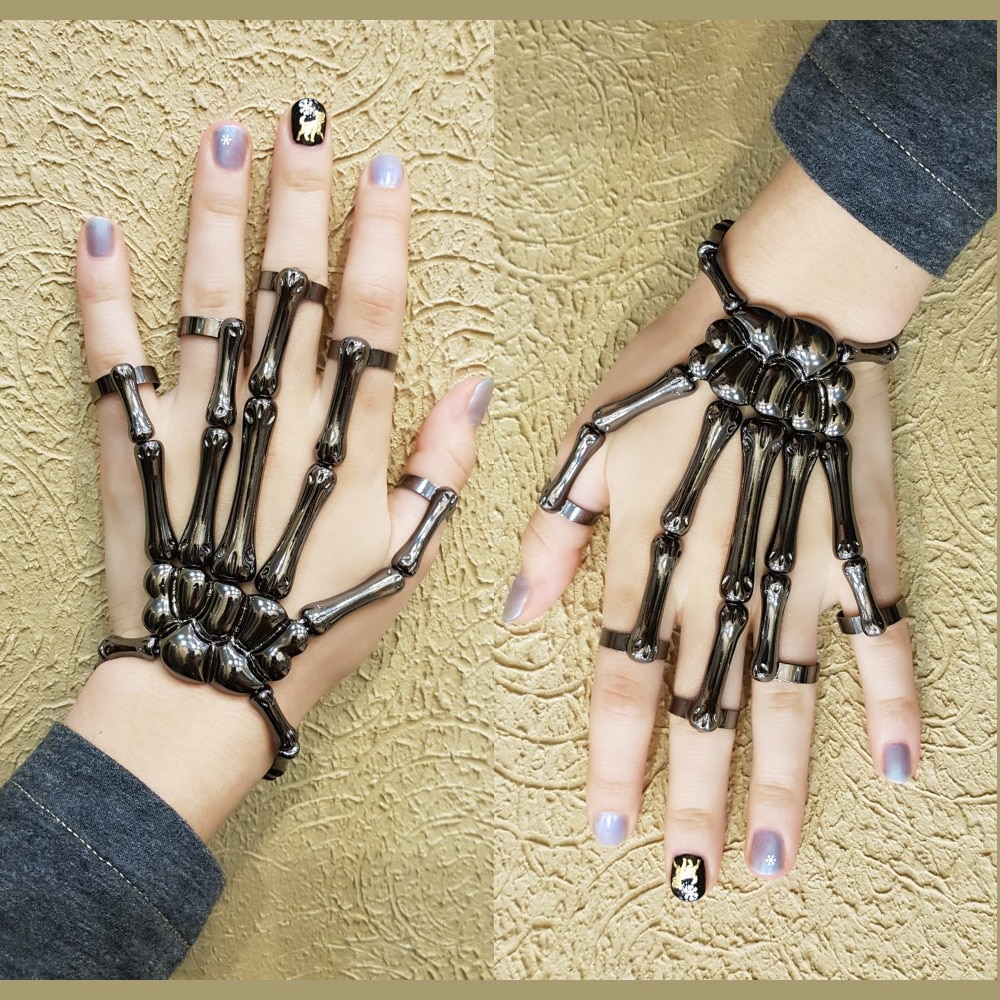 Einzigartige Stil Halloween Hand Schädel Skelett Elastische Armbinde Armreif RCH Freies Männer Frauen Kostüm Spielen Party