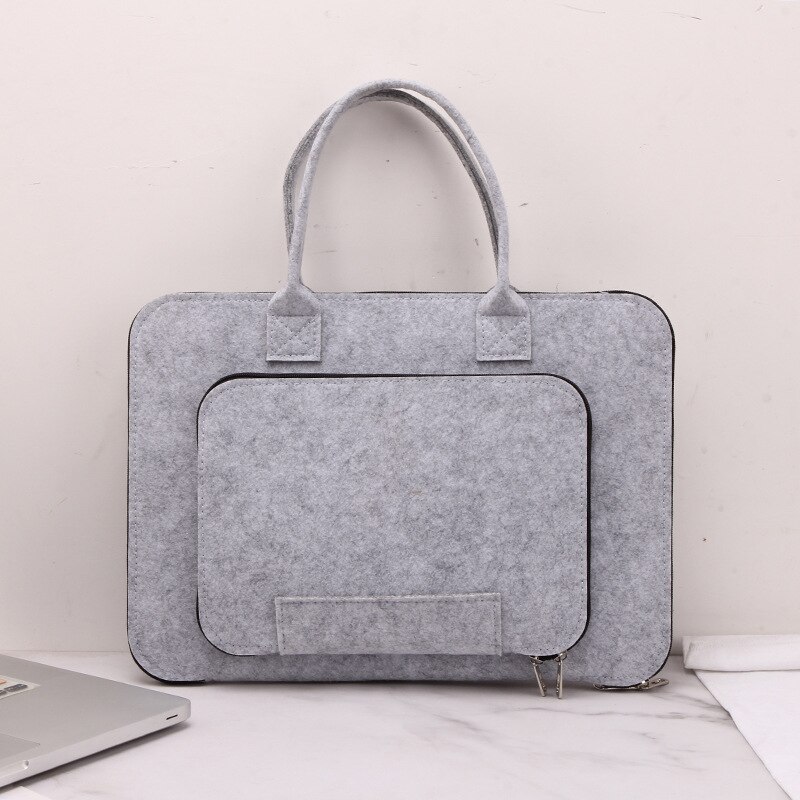 Draagbare Laptop Tas Notebook Linerfelt Effen Kleur Tas Voor 13.3 Inch15.6 Inch 17.3 Inch Schoudertassen Business Handtas: S Light gray