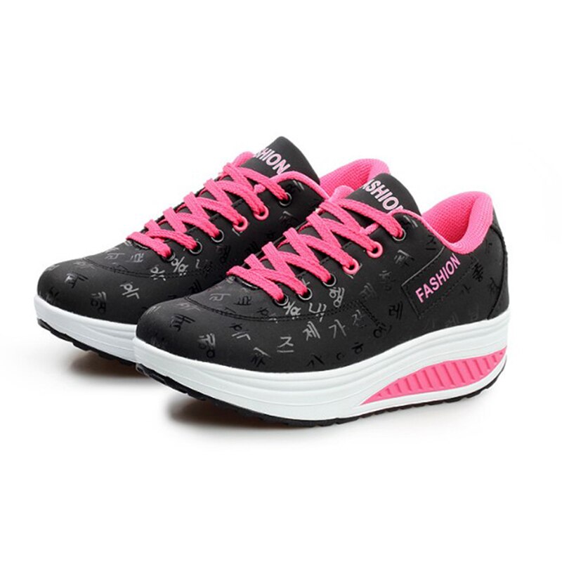 Dames plateauschoenen casual sport wandelschoenen veterschoenen sportschoenen all-match outdoor damesschoenen: Zwart / 38