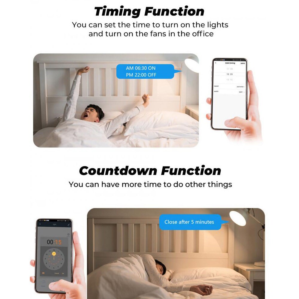 Tuya WiFi Switch Module Intelligent Home Smart Light Modification Module Switch Controller APP/Voice Control with Alexa Google