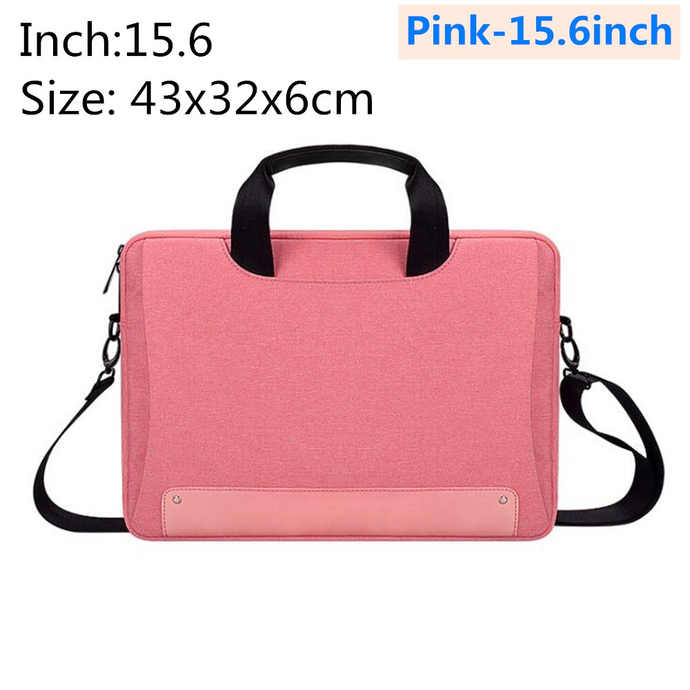 Waterproof Laptop bag 13.3 14.1 15 15.6 Inch Laptop Shoulder Bag Protective Case: Pink-15.6inch