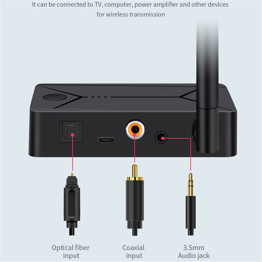 Bluetooth 5.0 Audio Transmitter USB Dongle 3.5mm RCA AUX Coaxial Optical SPDIF Stereo Music Wireless Adapter For TV PC Speaker