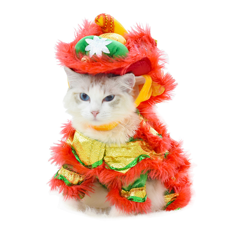 Traje de baile de León para gato, ropa para mascotas, Año Chino, Festival de Primavera, accesorios para gatos