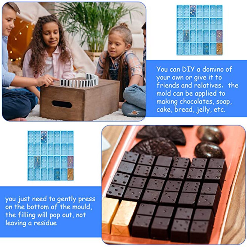 Shiny Dominoes Cabochons Silicone Epoxy Resin Mould Chocolate Fondant Mold Cake Diy Soap Decorating Tools Baking Accessories