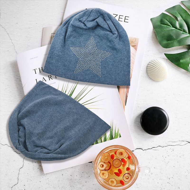 unisex Männer Frauen Klassische Stern Strass schlapp Mütze Kappe Baumwolle Hütte Schwarz