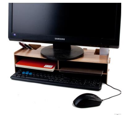 1 stuk houten desktop monitor verhoger tv standaard bureau organizer opbergdoos voor computer laptop: Kers