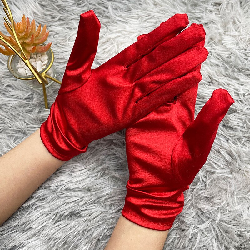 Kvinner sateng korte sexy hansker solkrem sommer anti-uv elastiske tynne votter kjører helfinger rød hvit svart kjole hansker