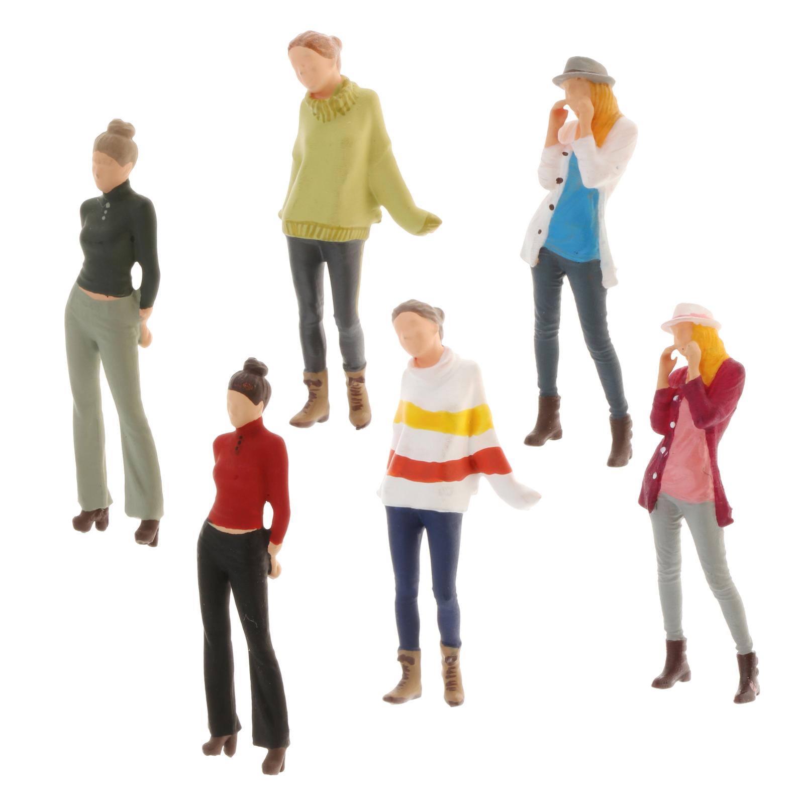 Miniature Diorama Painted Figure Resin Women Model Street Building Desktop Decor Accessories