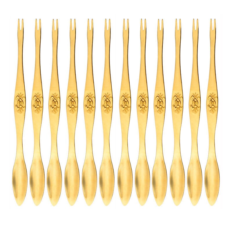 Ensemble de pinces à crabe en acier inoxydable, 6/12 pièces, pour fruits, fruits, fruits de mer, pince à homard, Gadgets de cuisine, outils pour fruits de mer: gold-12pcs