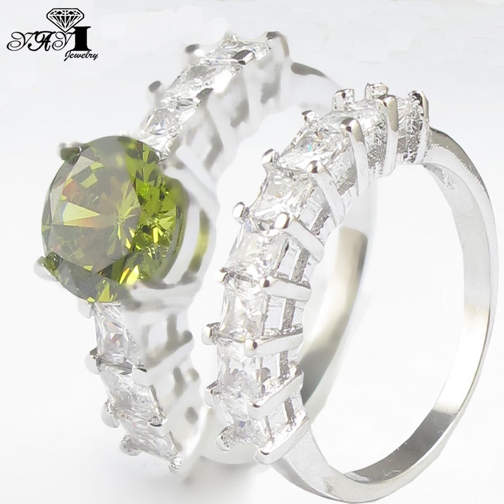 YaYI Frauen Schmuck Ring 2CT Grün Zirkon CZ Silber Farbe Verlobungsringe trauringe Party Ring