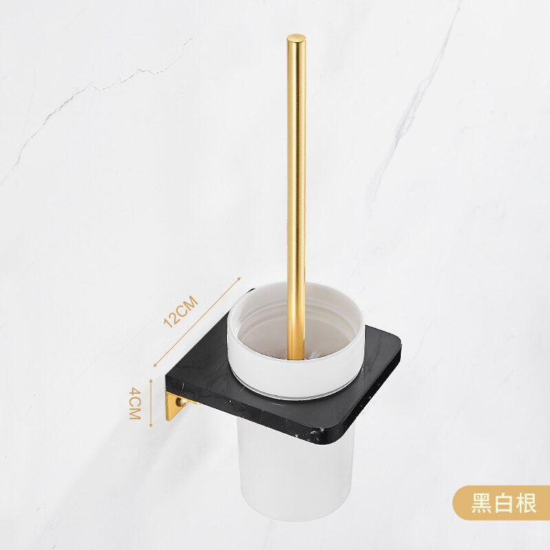 Licht Luxe Marmeren Wc Borstel Houder Zwart Wassen Wc Borstel Badkamer Lange Handvat Borstel Marmer Toiletborstel Basis: black