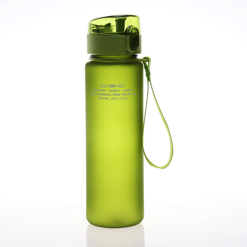 Bærbar plast lige shaker flaske lækagesikker drikkevand flaske med dækning atletisk turist udendørs drikke kop voksen: Frostet grøn -400ml