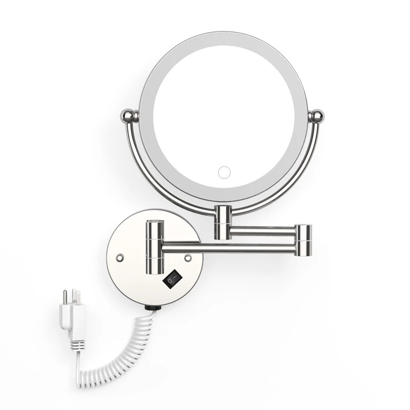 Led Make-Up Spiegel Met Plug 5X Vergrootglas Folding Muur Verlichte Spiegel Dubbelzijdig Touch Heldere Verstelbare Badkamer Spiegels