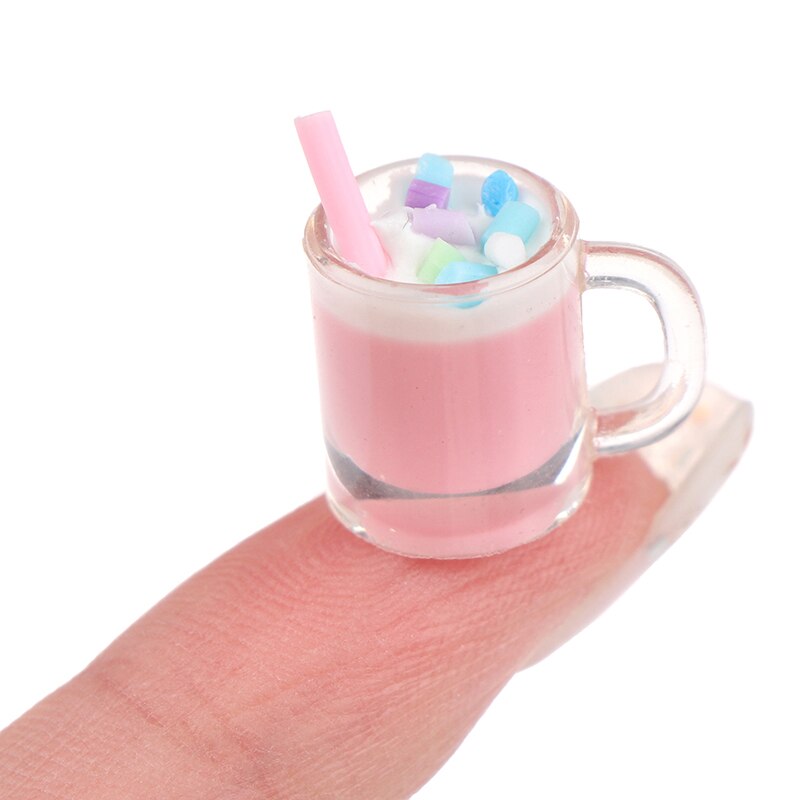 1:12 Dollhouse Miniatuur Scène Model Drinken Pretend Play Simulatie Aardbei Milkshake Poppenhuis Accessoires Kids Speelgoed