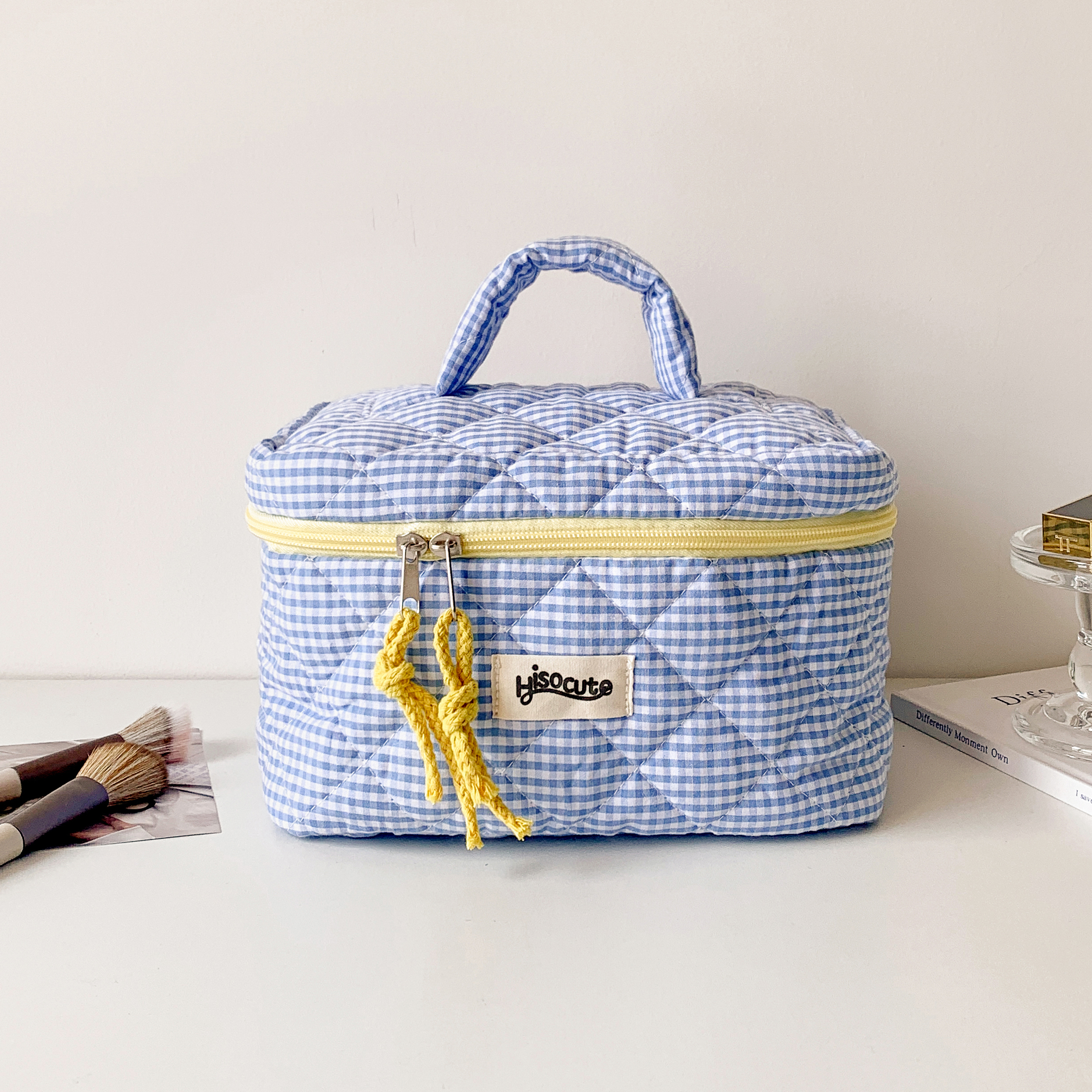 3pcs/Set Plaid Cosmetic Bag Set Simple Style Large Capacity Portable Cosmetic Tools Storage Bag for Home Bathroom Toiletry Bag: Clear