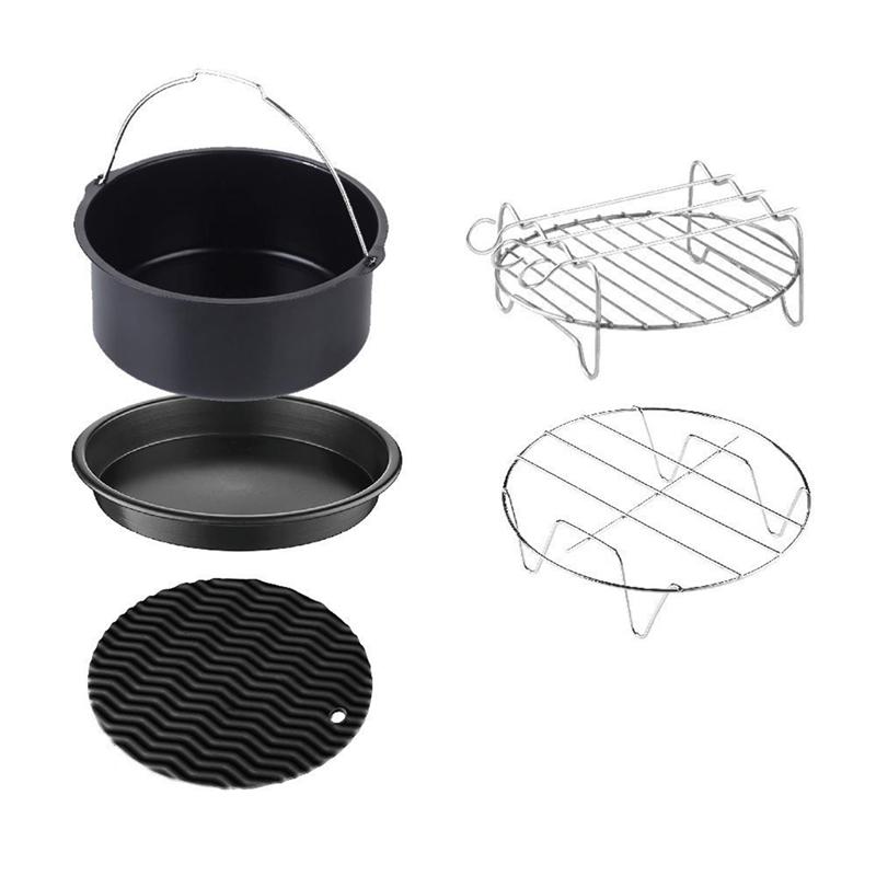 5Pcs Cake Mand Pizza Pan Air Friteuse Accessoires Bakken 6 Inch Taart Mand Pizza Pan Grill Keuken Gereedschap Diepe gadget Voor Thuis