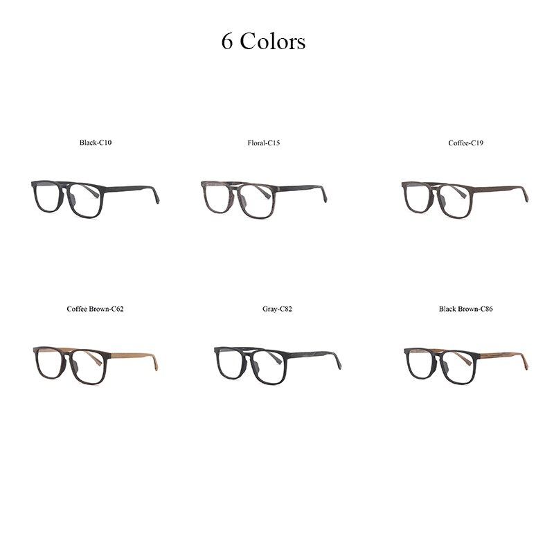 HDCRAFTER Optical Eye Glasses Frame Ultralight Square Prescription Eyeglasses Wood Frames with Clear Lens For Men Women