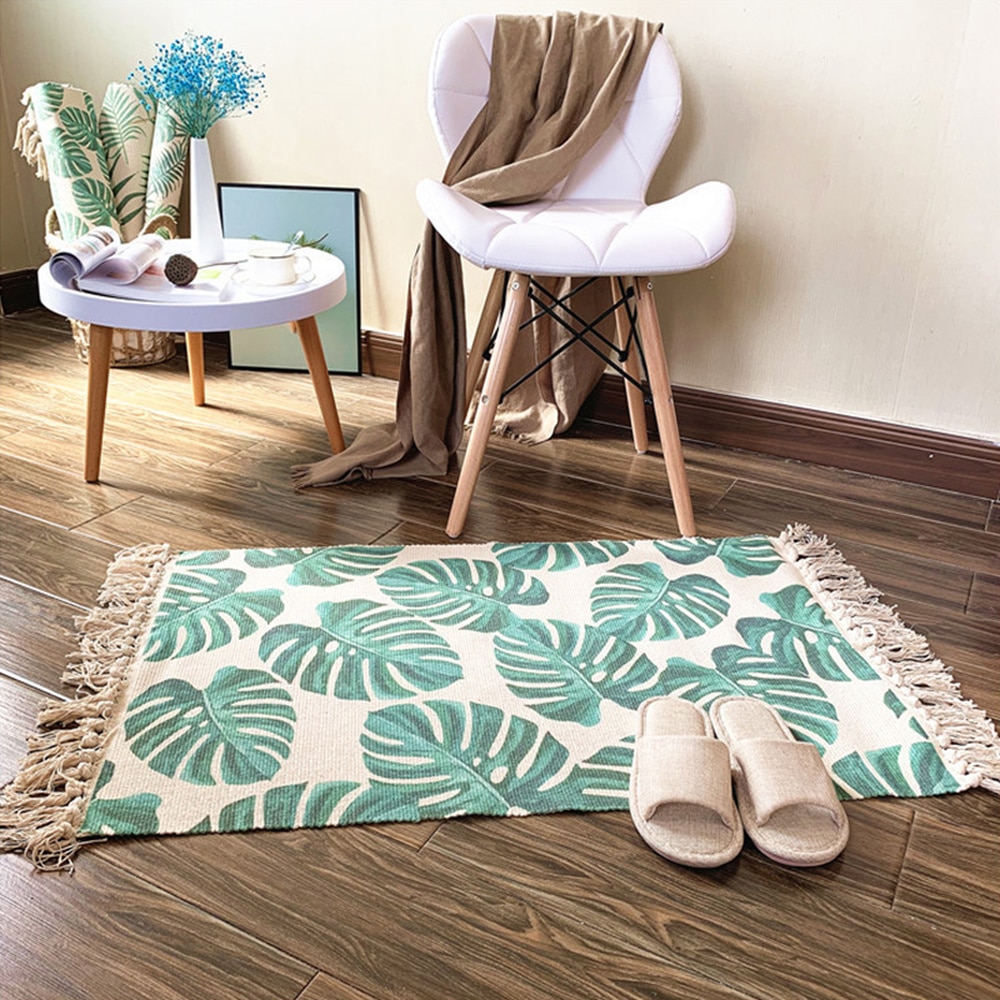 Boheme håndvævet bomulds tæppe kvast sengetæppe geometrisk gulvmåtte print område tæppe til stueindretning