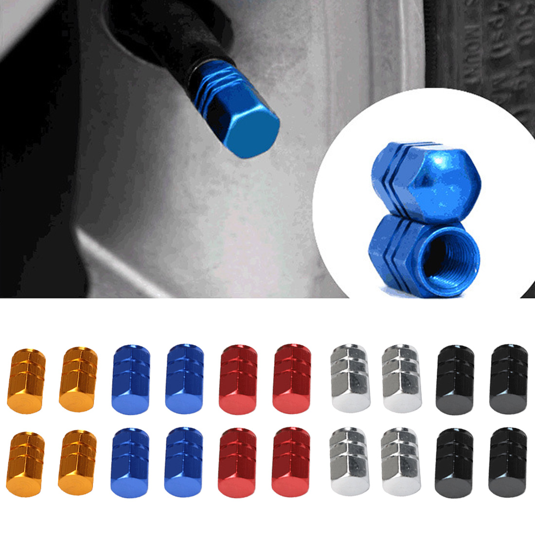 Theftproof, válvulas para neumáticos de rueda de coche de aluminio, tapones de válvula de vástago de neumático, cubierta hermética 4 unids/set
